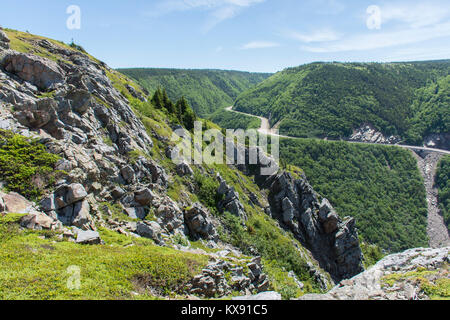 Blick von oben auf die Skyline Trail, Cape Breton Highlands National Park, Nova Scotia, Kanada, Anzeigen Cabot Trail Stockfoto