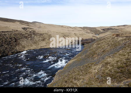 Skógafoss Wasserfall Island Stockfoto