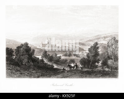 Balmoral Castle, Royal Deeside, Aberdeenshire, Schottland. Oft als Sommerresidenz der britischen königlichen Familie verwendet werden. Aus dem 19. Jahrhundert zu drucken. Stockfoto