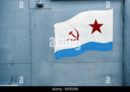 Eine symbolische Zeichnung auf ein Flugzeug auf Anzeige im Museum Monino bei Moskau. Stockfoto