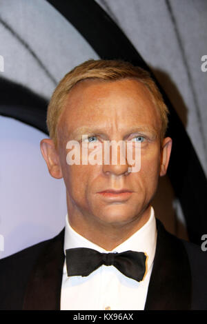 London, - Vereinigtes Königreich, 08, Juli 2014. Madame Tussaud's in London. Wachsfigur von Daniel Craig. Erstellt von Madame Tussaud's im Jahr 1884, Stockfoto