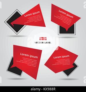 Verkauf vektor Flachbild banner label-Tag festgelegt. Karten in Material, Design Style. Transparent Schwarz und Rot minimal. Stock Vektor