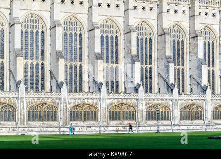 Die Außenseite der Kapelle am King's College, Universität Cambridge, England. Stockfoto