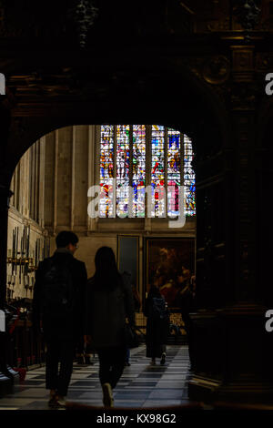 Zutritt zum der Chor der Kapelle von der Ante - Kapelle am King's College, Universität Cambridge, England. Stockfoto