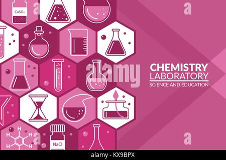 Wissenschaftliche Forschung im Labor kreative Banner. Vector Illustration Stock Vektor