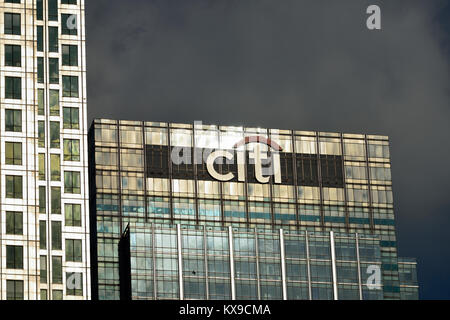 Citigroup-Turm, 25 Canada Square, Canary Wharf, London E14, Vereinigtes Königreich Stockfoto
