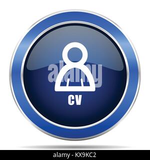 Cv Vektor icon. Modernes Design Blau Silber metallisch glänzend Web- und mobile Anwendungen in der Eps 10. Stock Vektor
