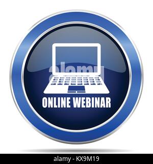 Online Webinar Vektor icon. Modernes Design Blau Silber metallisch glänzend Web- und mobile Anwendungen in der Eps 10. Stock Vektor