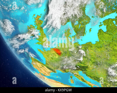Belgien aus dem Orbit des Planeten Erde mit sehr detaillierte Oberflächenstrukturen. 3D-Darstellung. Elemente dieses Bild von der NASA eingerichtet. Stockfoto