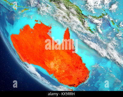 Australien aus dem Orbit des Planeten Erde mit sehr detaillierte Oberflächenstrukturen. 3D-Darstellung. Elemente dieses Bild von der NASA eingerichtet. Stockfoto