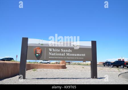 Eingang zum White Sands National Monument, New Mexico USA Stockfoto