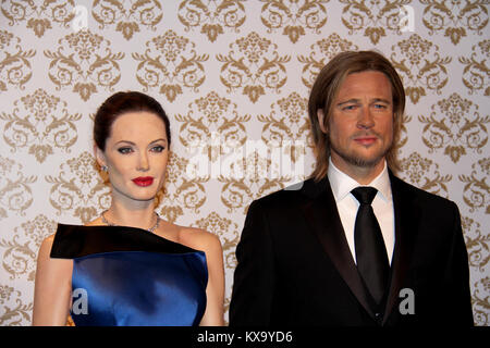 London, - Vereinigtes Königreich, 08, Juli 2014. Madame Tussaud's in London. Wachsfigur von Brad Pitt und Angelina Jolie. Erstellt von Madame Tussaud's in 1 Stockfoto