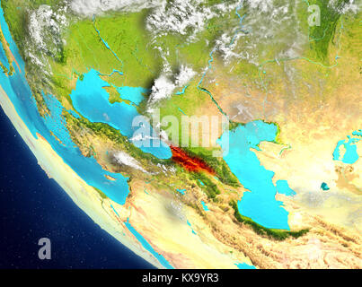 Georgien aus dem Orbit des Planeten Erde mit sehr detaillierte Oberflächenstrukturen. 3D-Darstellung. Elemente dieses Bild von der NASA eingerichtet. Stockfoto