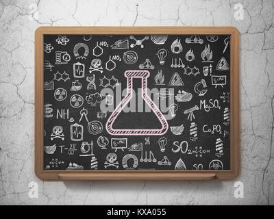 Wissenschaft-Konzept: Kolben auf Schule-Brett-Hintergrund Stockfoto