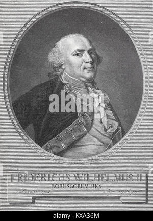 Porträt von Friedrich Wilhelm II., 25. September 1744 - 16. November 1797, wurde der König von Preußen, von 1786 bis zu seinem Tod. Er war in Personalunion die Kurfürsten von Brandenburg und souveränen Fürsten des Kantons Neuenburg, Deutschland, digitale Reproduktion aus einem original Holzschnitt oder Illustration aus dem Jahr 1880 verbessert Stockfoto