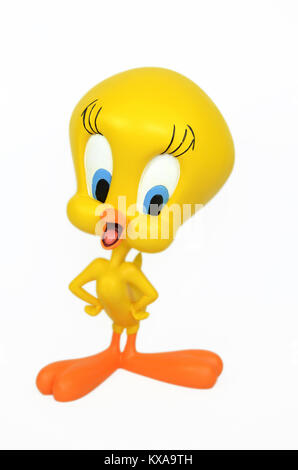 Tweety Bird Statue mit einem weißen Hintergrund isoliert. Stockfoto