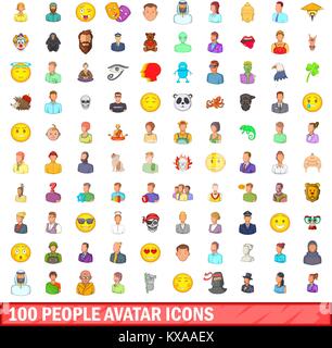 100 Personen avatar Symbole, Cartoon Stil Stock Vektor