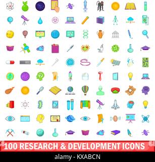 100 Entwicklung der Symbole, Cartoon Stil Stock Vektor