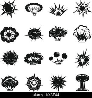 Explosion Symbole gesetzt, einfachen Stil Stock Vektor