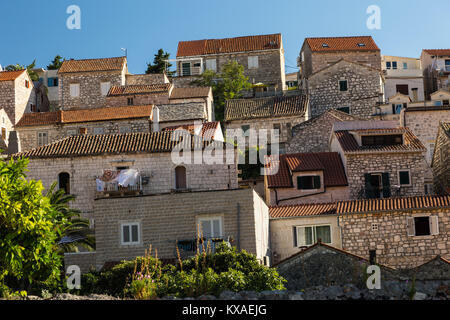 Hvar Altstadt. Dalmatien, Insel Hvar, Kroatien. Stockfoto