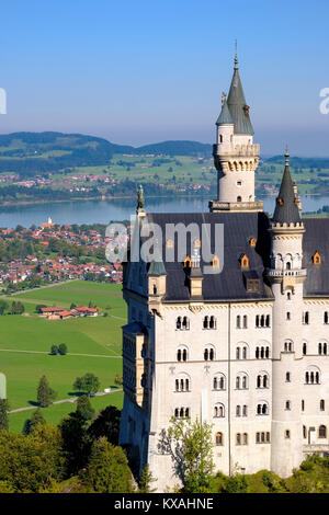 Schloss Neuschwanstein, Forggensee, Schwangau, Königswinkel, Ostallgäu, Allgäu, Schwaben, Bayern, Deutschland Stockfoto