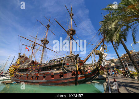 Genua, Italien - galleone Neptun in Porto Antico Stockfoto