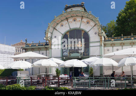 Jugendstil Café am Karlsplatz, Otto Wagner Pavillon, Wien, Österreich Stockfoto