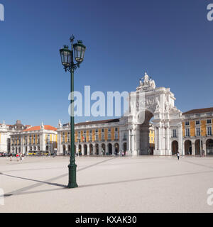 Triumphbogen Arco da Rua Augusta, Praca do Comercio, Baixa, Lissabon, Portugal Stockfoto