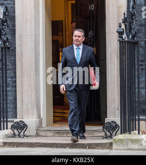 London, Großbritannien. 9. Januar 2017, Dr. Liam Fox, internationalen Handel Sekretär y verlassen 10 Downing Street nach einem cabient Konferenz Credit: Ian Davidson/Alamy leben Nachrichten Stockfoto