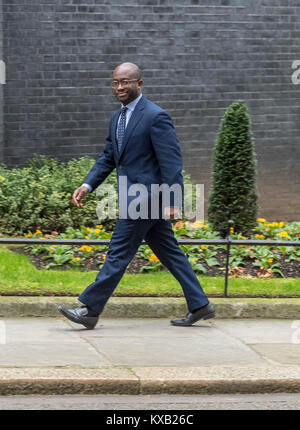 London, Großbritannien. 9. Januar 2018, Sam Gyimah kommt in der Downing Street zu Universitäten Minister Credit: Ian Davidson/Alamy Leben Nachrichten werden Stockfoto