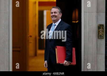 London, Großbritannien. 9 Jan, 2018. Liam Fox, internationaler Handel Großbritanniens Sekretär, kommt für die erste Sitzung des Jahres, nach der gestrigen Kabinettsumbildung, 10 Downing Street, in London, Großbritannien, am Jan. 9, 2018. Quelle: Tim Irland/Xinhua/Alamy leben Nachrichten Stockfoto