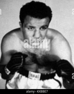 Jake LaMotta signiertes Foto Postkarte 1952 (7/8) Stockfoto