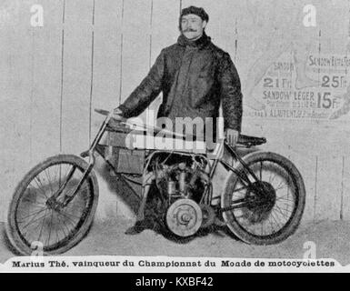 Marius Thé, Sieger Coupe en Mai 1904 du Grand Prix de la République à Paris, officeux Championnat du monde Motocycliste Stockfoto