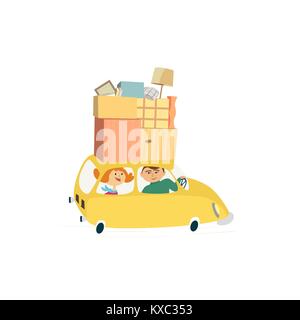 Umzug in ein neues Haus. Stock Vektor