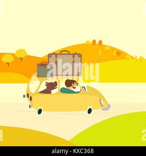 Fahren Sie auf einer Landstraße. Stock Vektor