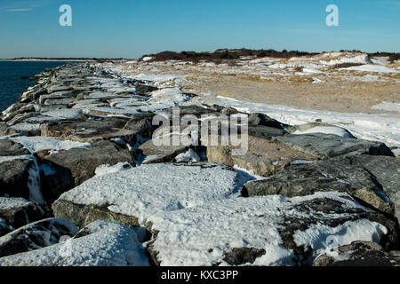 Barnegat Einlass Jetty in Island Beach State Park Stockfoto