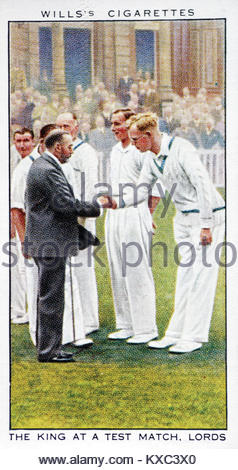 Die Regierungszeit von König George V - der König an der 2 Grille Test Match zwischen England v Australia Herrn 1934 Stockfoto