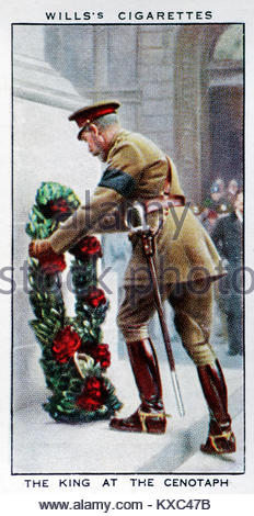 Die Regierungszeit von König George V - der König an der Kenotaph Stockfoto