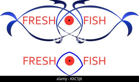 Die Konturen der Fisch mit der Aufschrift frischen Fisch logo Stock Vektor