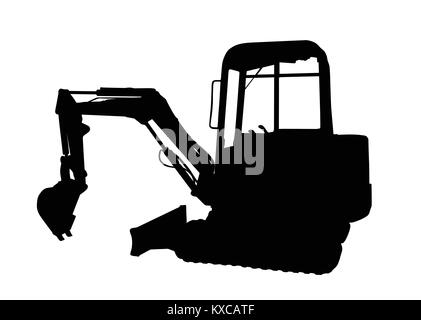 Silhouette der Bagger auf weißem Hintergrund, Vector Illustration Stock Vektor