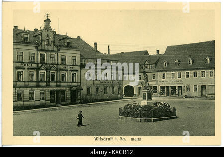 20754 - Kurort Hartha 1917 - Markt mit Denkmal, Hotel Weißer Adler-Brück&Sohn Kunstverlag Stockfoto