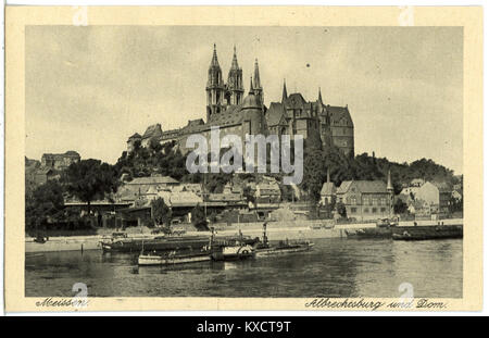 21497 - Meißen-1920 - Albrechtsburg und Dom-Elbe mit Schleppzug-Brück&Sohn Kunstverlag Stockfoto