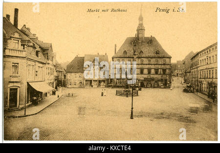 21591 - Penig-1920-Markt mit Rathaus-Brück&Sohn Kunstverlag Stockfoto