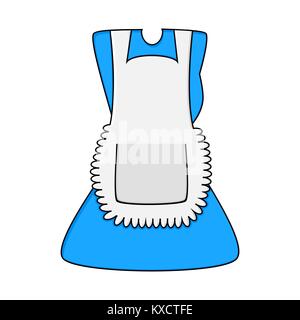 Cartoon blaues Kleid mit Schürze auf weißem Hintergrund Stock Vektor