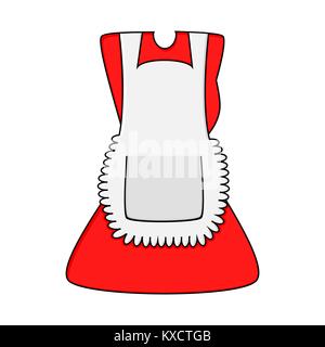 Cartoon Kleid mit Schürze auf weißem Hintergrund Stock Vektor