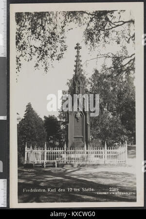 Ein Foto der Festung Fredriksten in Halden, Norwegen, mit dem Denkmal für König Karl XII. Von Schweden, das an die Schlachten der Schwedisch-norwegischen Konflikte im frühen 18. Jahrhundert erinnert. Stockfoto