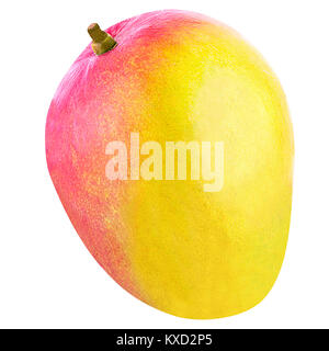 Isolierte Früchte. Ein ganzes Mangofrucht auf weißem Hintergrund mit freistellungspfad als Package Design Element isoliert. Stockfoto