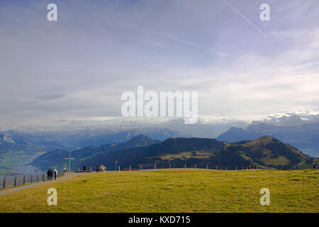 Landschaft Blick auf den Gipfel des Berges Rigi Schweiz Stockfoto