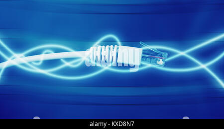 Netzwerk Kabel closeup mit Fiber Optic mit leuchtenden Linien Stockfoto