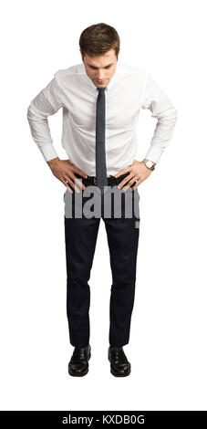 Junge kaukasier Geschäftsmann auf weißem Hintergrund Stockfoto